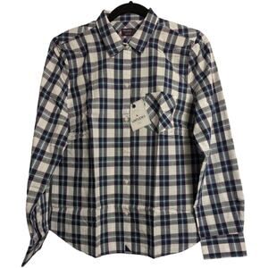NWT UNTUCKit Sorbo Blue Plaid Long Sleeve Button Up Cotton Shirt Womens Size 16